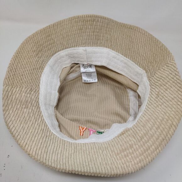 Spencer's Gifts Womens Bucket Hat Tan One Size Ribbed Polyester Embroidered Logo - Picture 8 of 10